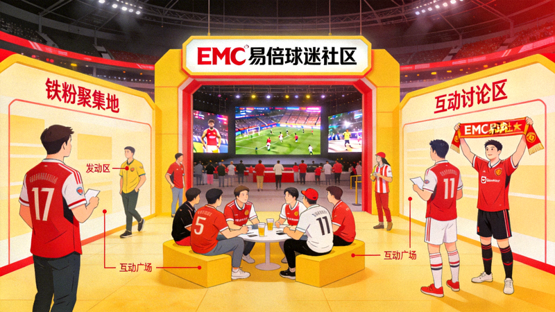 EMC易倍球迷社区铁粉聚集地互动广场热闹讨论场景示意图
